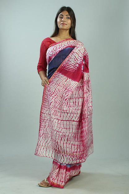 Hand Marble Printed Chanderi Silk Saree-12