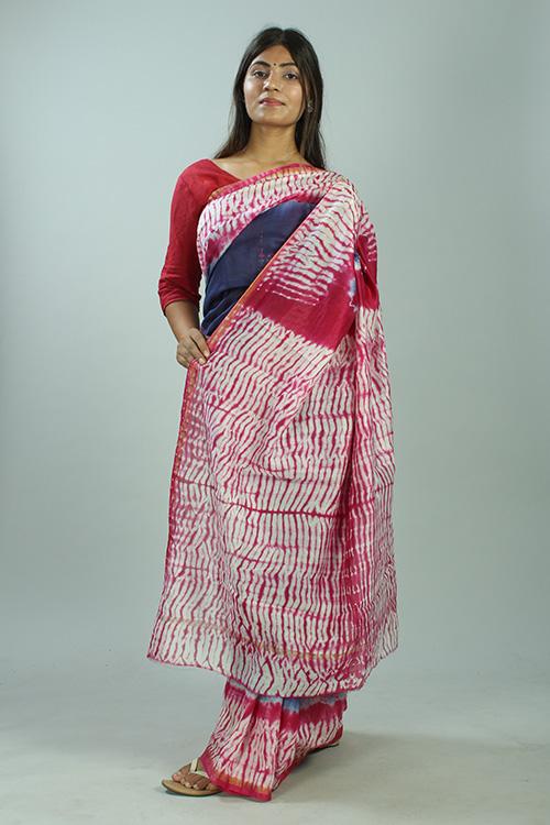 Hand Marble Printed Chanderi Silk Saree-12