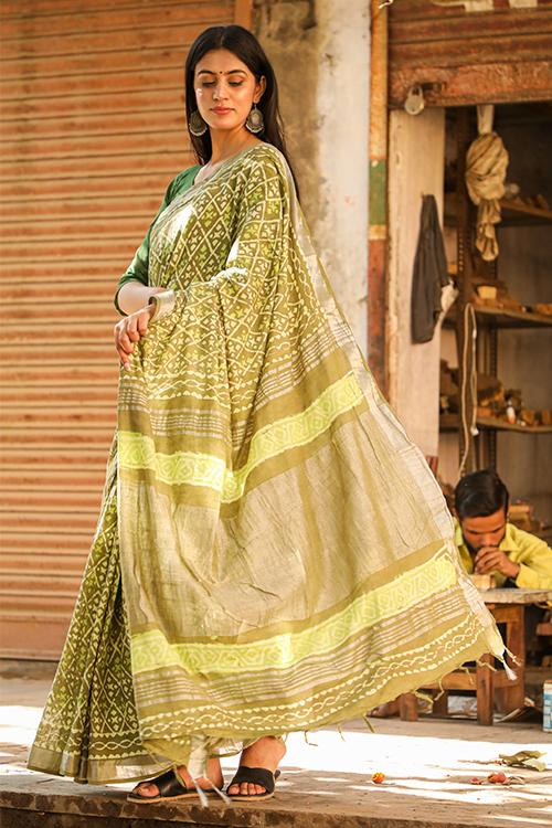 Heena on her Sarees: Kashish Dabu Handblock Print Cotton Slub Saree