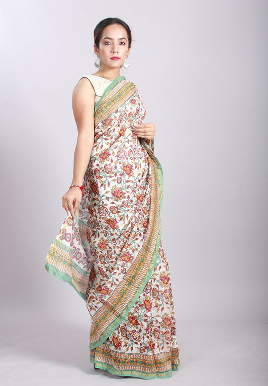 Kalamkari Handblock Print Chanderi Silk Saree-31