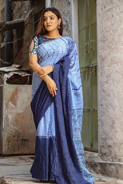 The Evening Breeze: Handblock Print Mul Cotton Saree