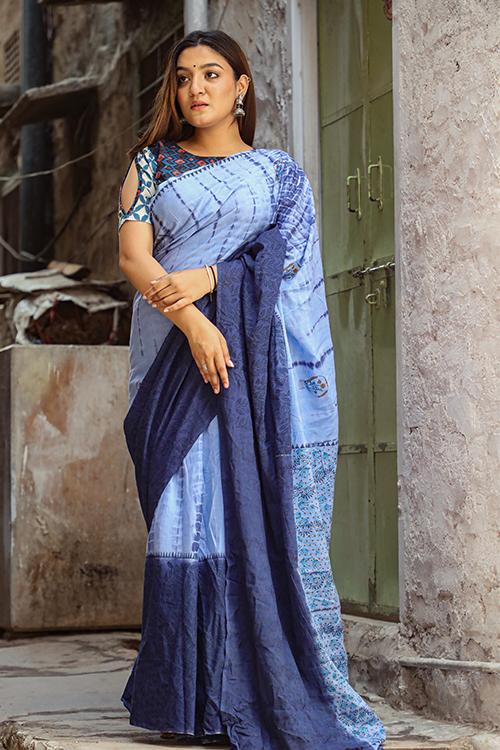 The Evening Breeze: Handblock Print Mul Cotton Saree