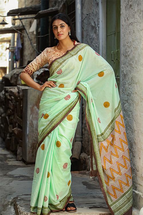 Power Nap: Handblock Print Mul Cotton Saree
