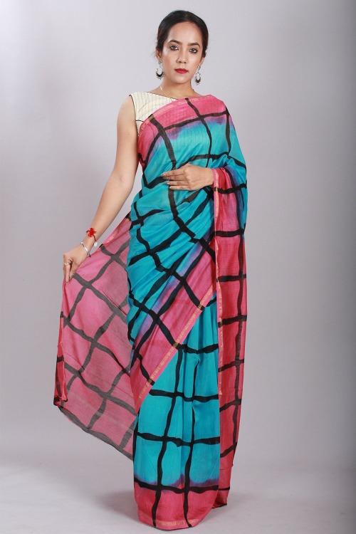 Shibori Bandhani Printed Chanderi Silk Saree-19