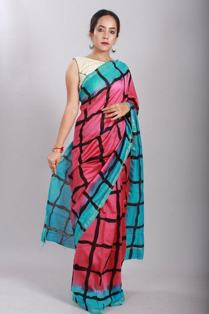 Shibori Bandhani Printed Chanderi Silk Saree-21