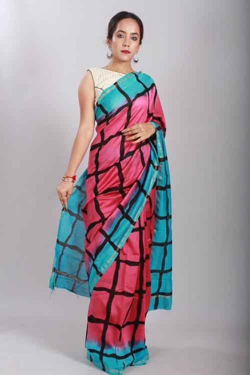 Shibori Bandhani Printed Chanderi Silk Saree-21