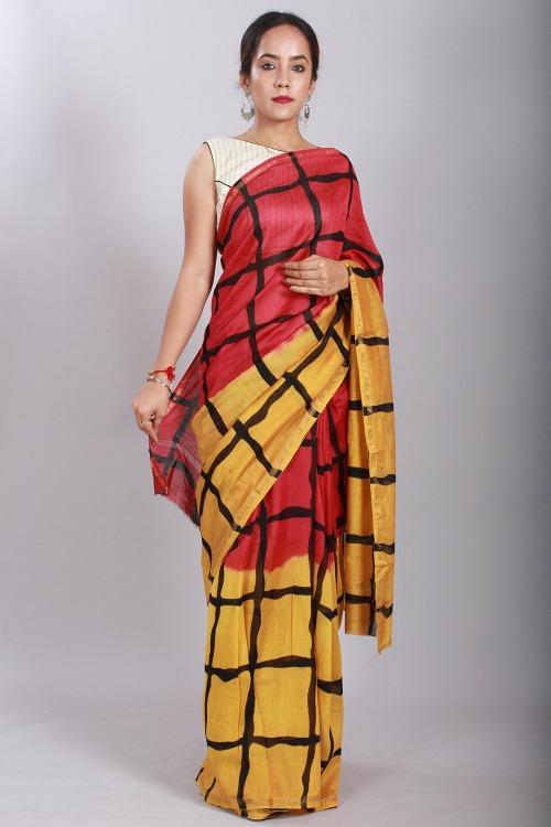 Shibori Bandhani Printed Chanderi Silk Saree-24