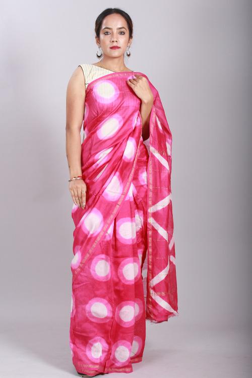 Shibori Bandhani Printed Chanderi Silk Saree-22