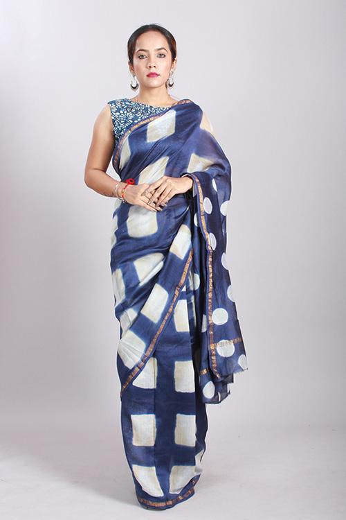 Shibori Bandhani Printed Chanderi Silk Saree-23