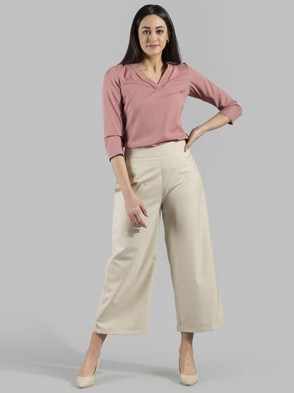 Side Zipper Culottes - Beige