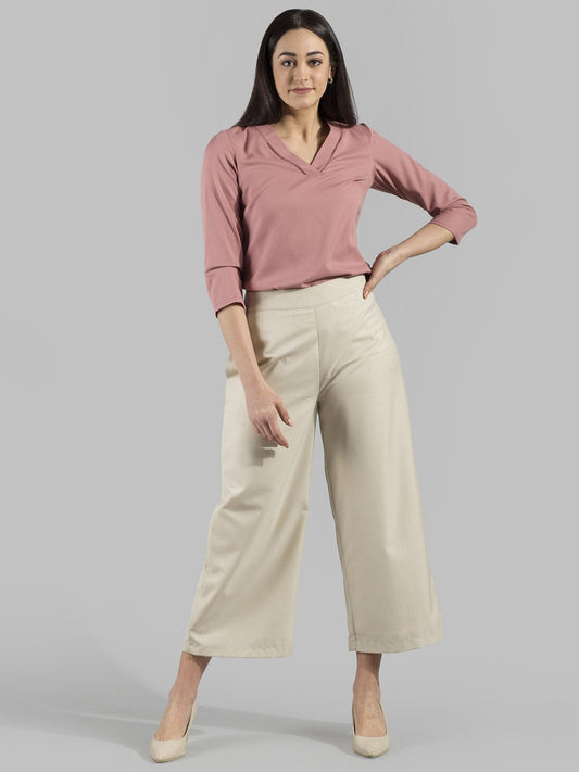 Side Zipper Culottes - Beige