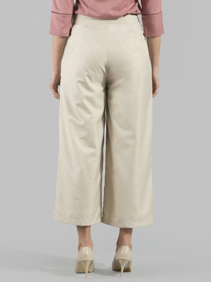 Side Zipper Culottes - Beige