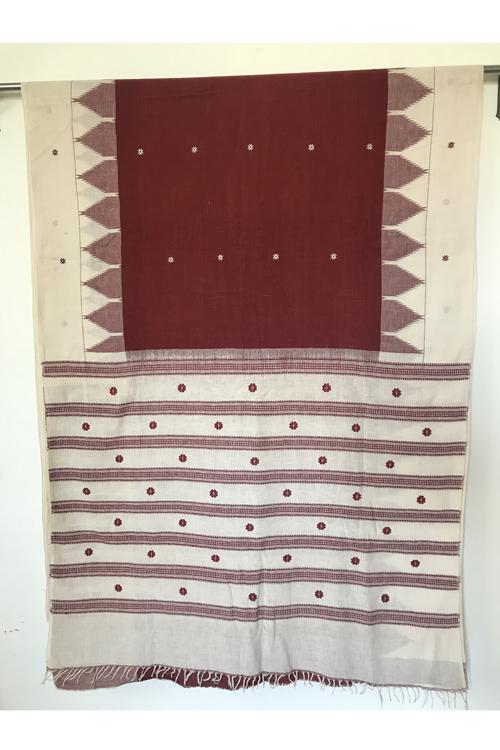 Kotpad' Tribal Odisha Handloom Cotton Maroon Saree