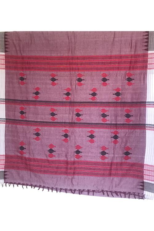 Kotpad' Tribal Odisha Handloom Cotton Off white/ Maroon Saree