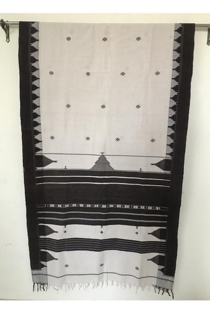 Kotpad' Tribal Odisha Handloom Cotton Offwhite /Coffee Saree