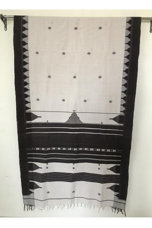 Kotpad' Tribal Odisha Handloom Cotton Offwhite /Coffee Saree
