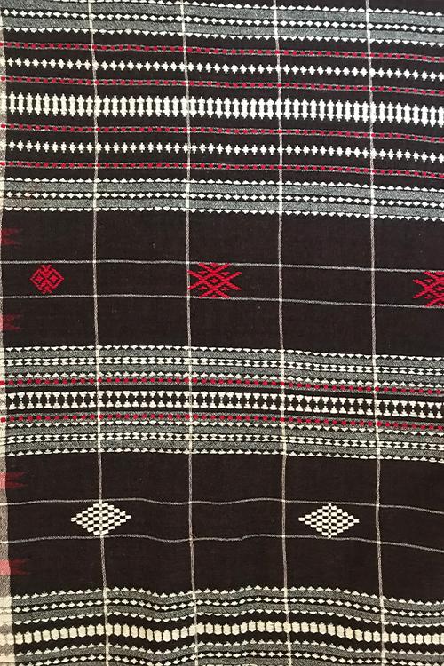 Kotpad' Tribal Odisha Handloom Cotton Saree Checks Black