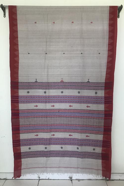 Kotpad' Tribal Odisha Handloom Kosa Red Saree