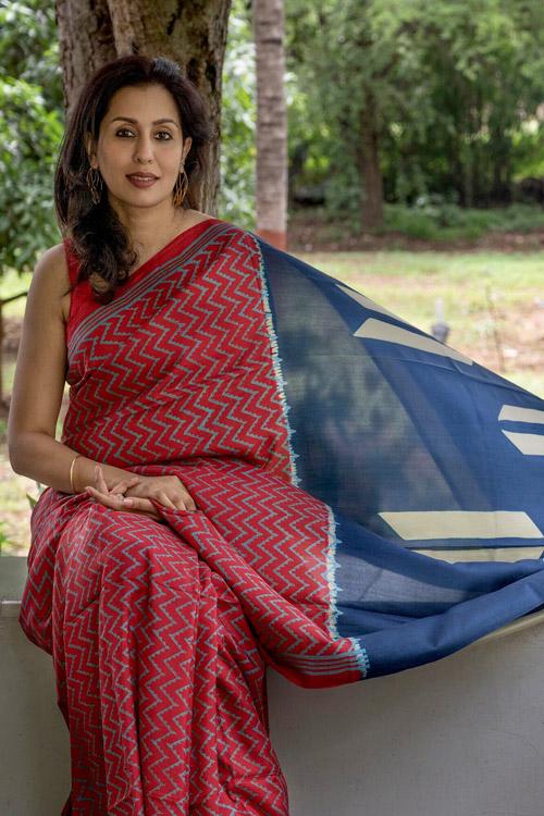 Hand crafted Silk printed & Shibori Sari-21