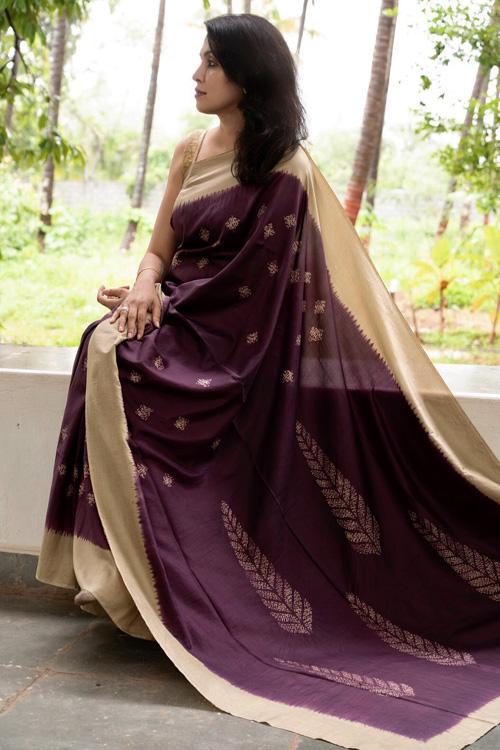 Hand crafted Silk Shibori Sari-27