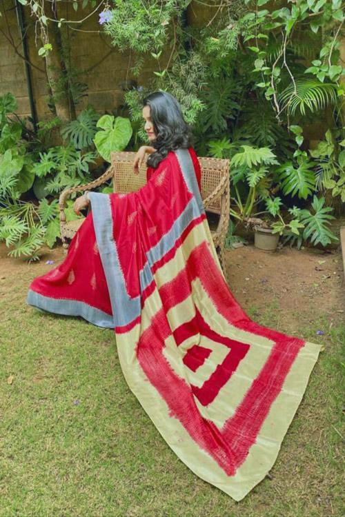 Hand crafted Silk Shibori Sari-5
