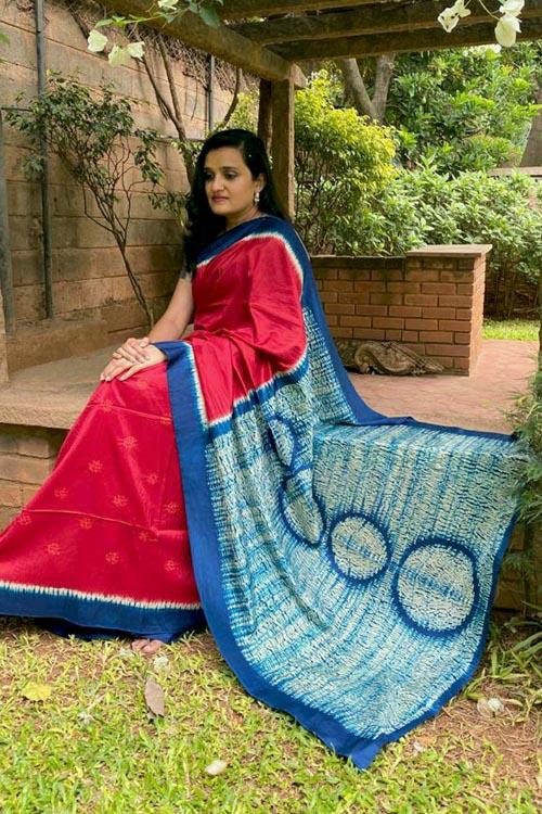 Hand crafted Silk Shibori Sari-6