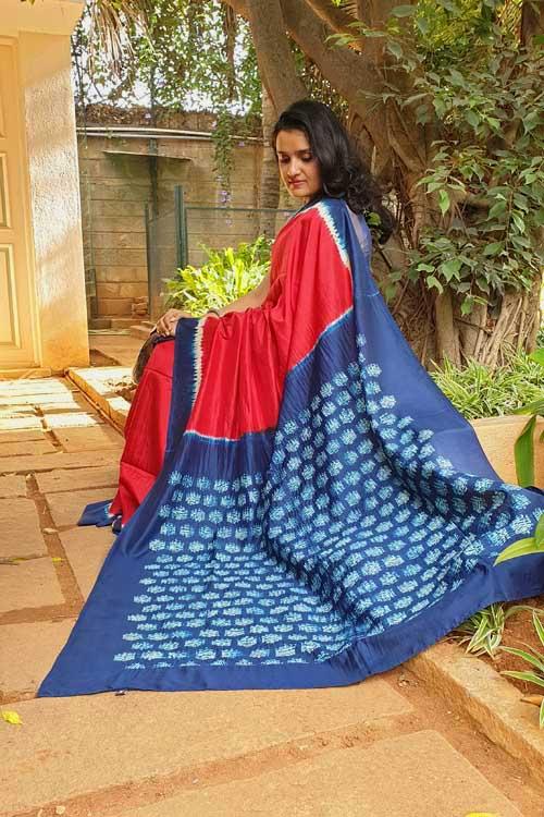 Hand crafted Silk Shibori Sari-7
