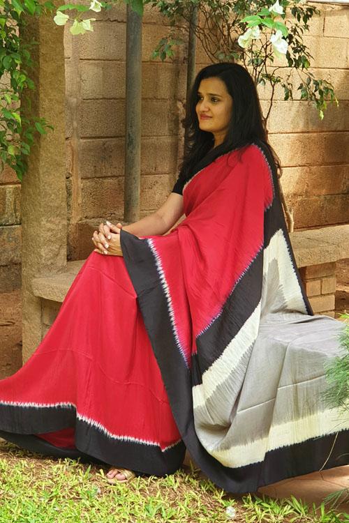 Hand crafted Silk Shibori Sari-9