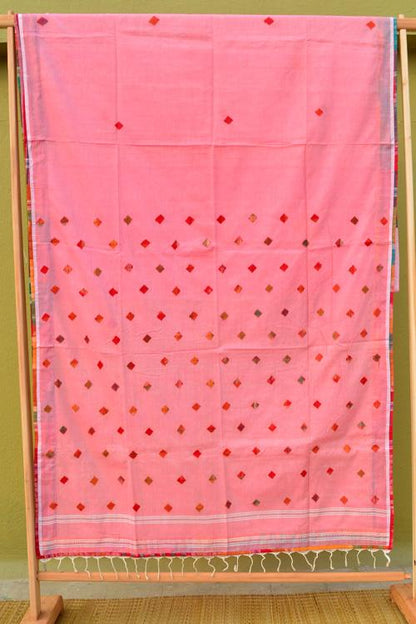 Gamcha Patch Work On Soft Bengal Cotton Handloom Saree