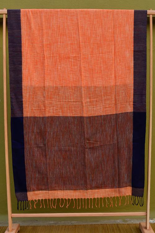Bengal Handloom Space Dyed Light Orange Cotton Saree