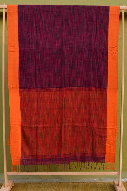 Bengal Handloom Space Dyed Cotton Purple Saree