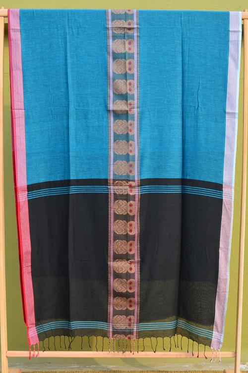 Bengal Handloom Traditional Owl Designed Multi Coloured Cotton Saree