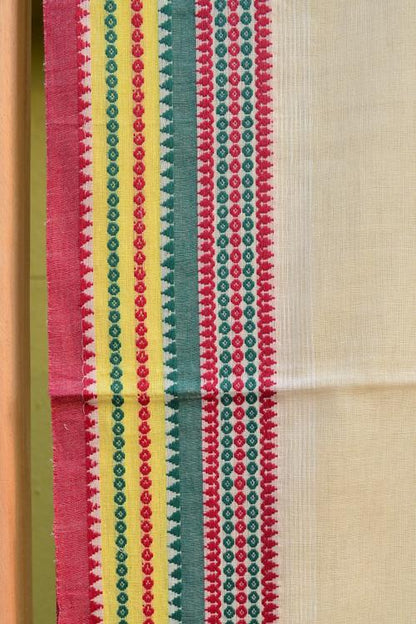 Soft Shantipuri Traditional Handloom Cotton Greenish Yellow Saree.