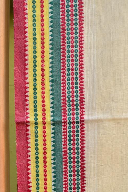 Soft Shantipuri Traditional Handloom Cotton Greenish Yellow Saree.