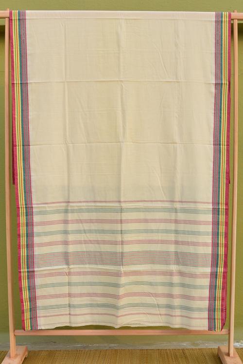 Soft Shantipuri Traditional Handloom Cotton Greenish Yellow Saree.