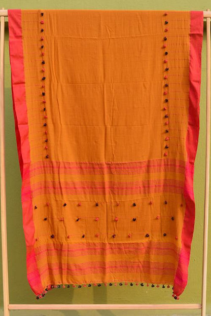 Bengal Handloom Soft Cotton Saree With PomPom