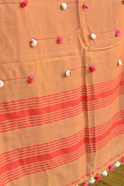 Bengal Handloom PomPom Soft Cotton Saree.
