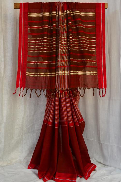 `Tant Vastra` Revival Pachha  Begampur Bengal Handloom Cotton Saree.