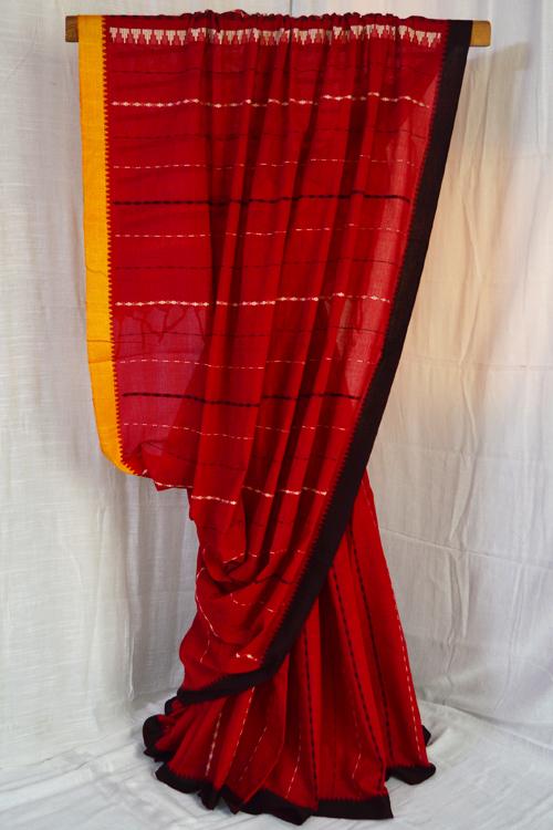 Bengal HandloomPatia Woven Begampuri Cotton Saree