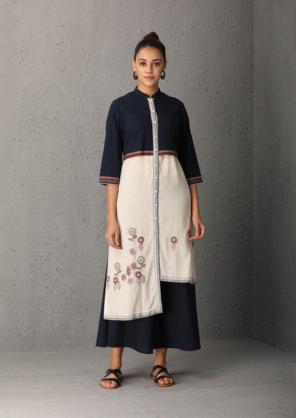 Indigo Blue & ivory tunic (UNS-06)