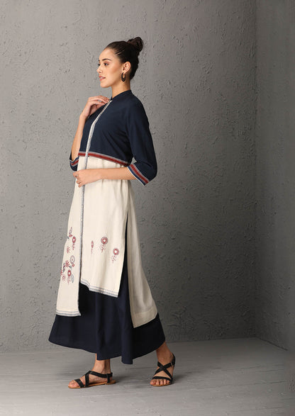 Indigo Blue & ivory tunic (UNS-06)