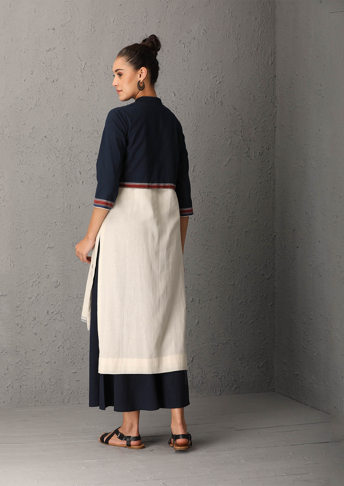 Indigo Blue & ivory tunic (UNS-06)