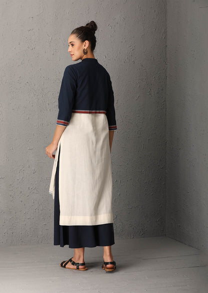 Indigo Blue & ivory tunic (UNS-06)