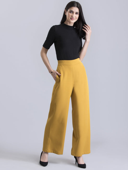 Wide Leg Pants - Mustard