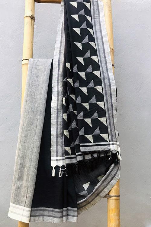Alisha 3-C' Handwoven Extra Weft Cotton Saree-3