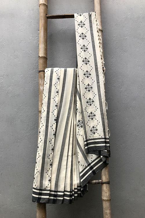 Adia 06' Handwoven Extra Weft Cotton Saree-7