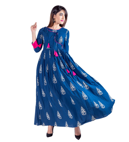 Angrakha Anarkali Fused Floor Length Indo Western  Dress