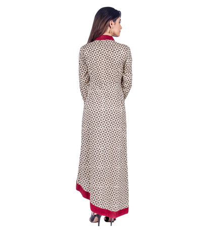 Hand Block Printed Collar Neck Asymmetrical Dress