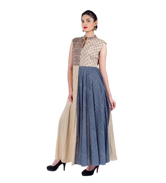 Mandarin Flared Floor Length Indo Western Dress