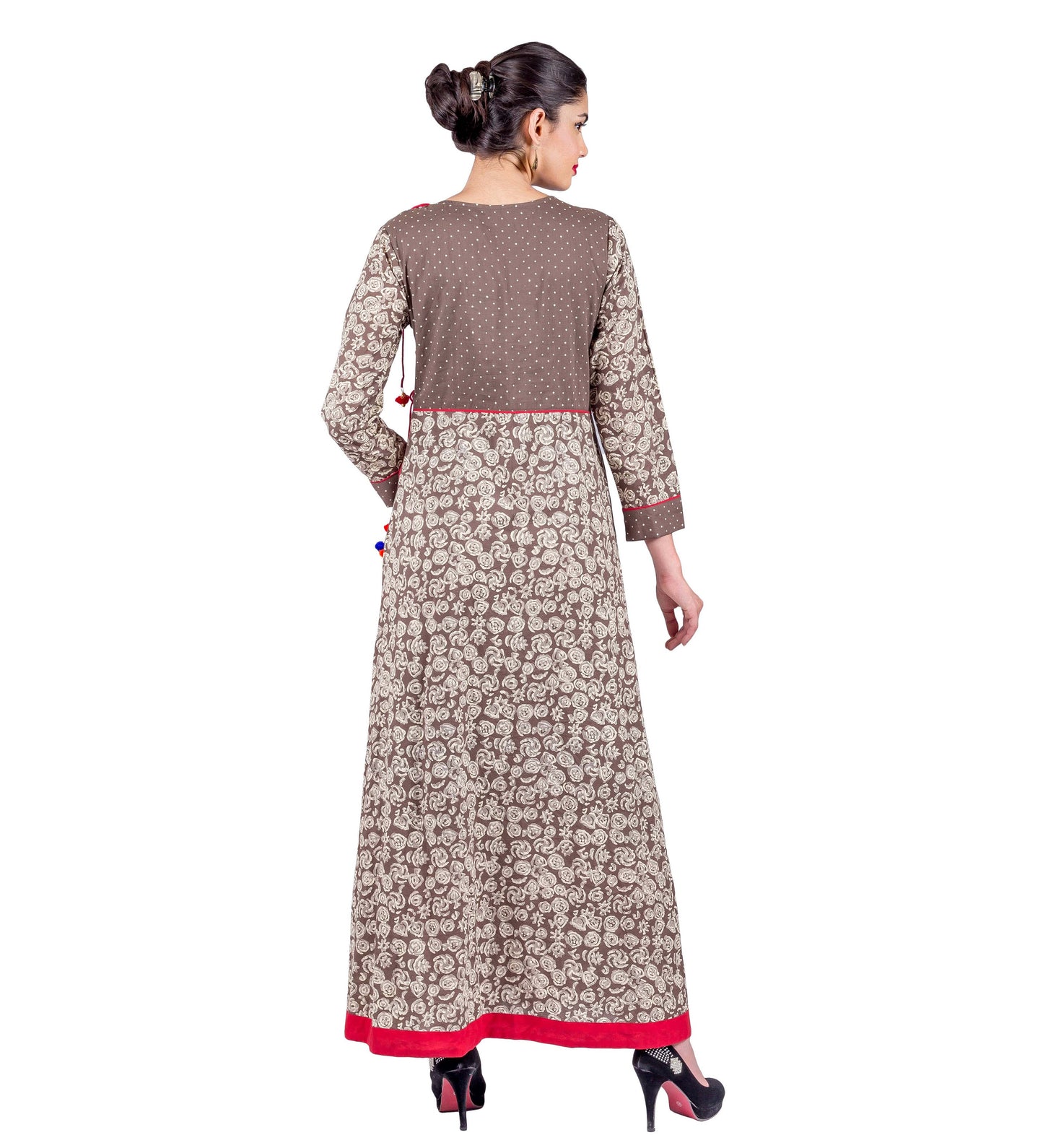 Beige / Brown Angrakha Style Indo Western Dress